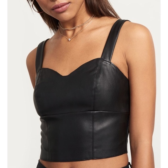 DYNAMITE FAUX LEATHER CROP TOP - Picture 1 of 3